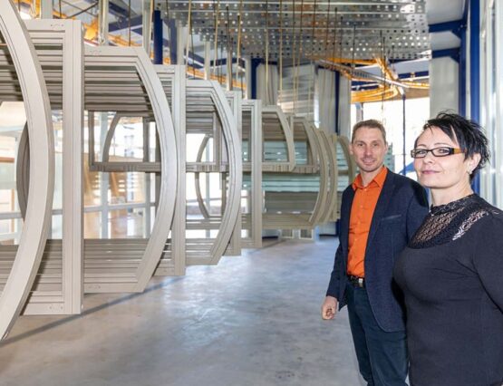 Fertige Fenster im Trocknungsofen
