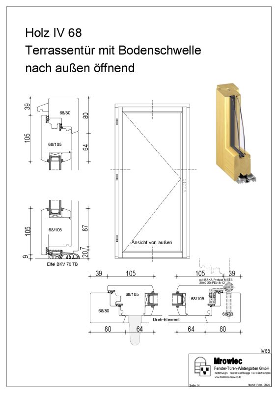 14 - IV 68 - Ansicht Terrassentür mit Schwelle nach außen_105